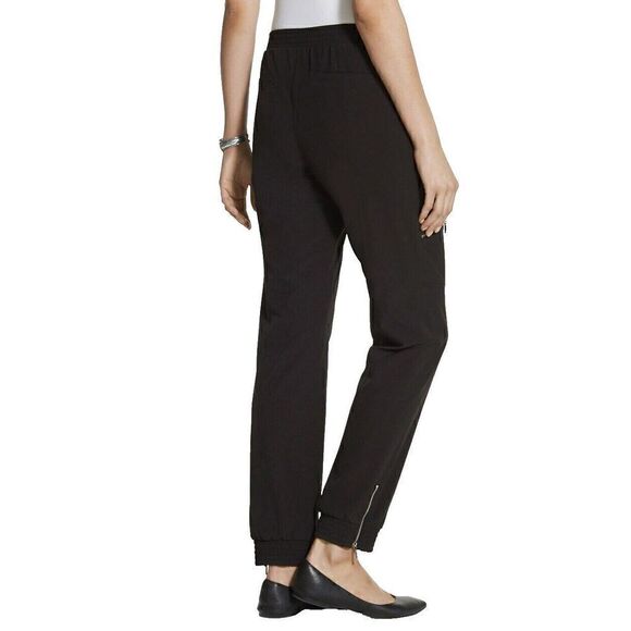 Chico's Zenegry Zipper-Pocket Jogger Pants Women's S Black Lightweight Stretch - Picture 2 of 16